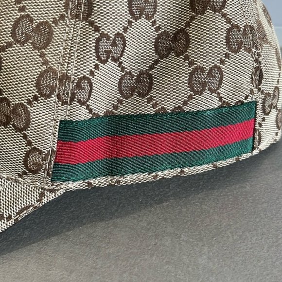 Gucci Natural Monogram Striped-Trim Woven Baseball Cap main image 6